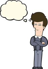 cartoon annoyed man with thought bubble