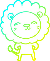 cold gradient line drawing cartoon lion