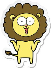 sticker of a happy cartoon lion