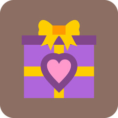 Gift Multicolor Round Corner Flat Icon