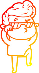 warm gradient line drawing cartoon cool guy