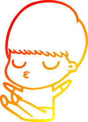 warm gradient line drawing cartoon calm boy