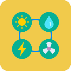 Energy Sources Multicolor Round Corner Flat Icon