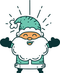 traditional tattoo style happy santa claus christmas character