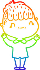 rainbow gradient line drawing cartoon friendly boy