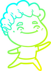 cold gradient line drawing cartoon friendly man