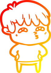 warm gradient line drawing cartoon curious man