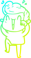 cold gradient line drawing cartoon excited man