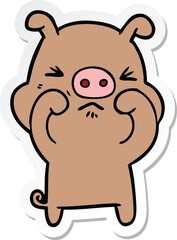 sticker of a cartoon grumpy pig