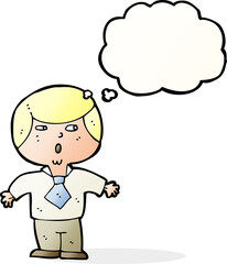 cartoon shocked boy with thought bubble