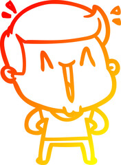warm gradient line drawing cartoon excited man