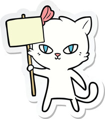 sticker of a cute cartoon cat with protest sign