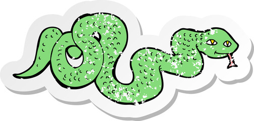 retro distressed sticker of a cartoon snake