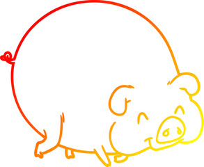 warm gradient line drawing cartoon pig