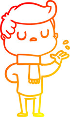 warm gradient line drawing cartoon aloof man