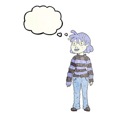 thought bubble textured cartoon casual alien girl
