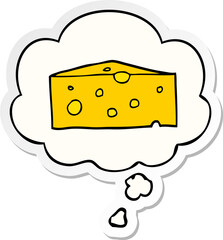cartoon cheese and thought bubble as a printed sticker