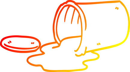 warm gradient line drawing cartoon of spilt food
