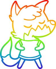 rainbow gradient line drawing friendly cartoon fox