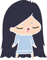 cartoon of cute kawaii long haired girl