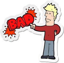 Fototapeta premium sticker of a cartoon man pointing out the bad