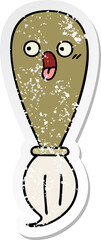 distressed sticker of a cute cartoon paint brush