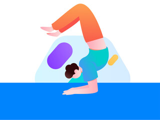 Vector internet operation hand-drawn illustration of people exercising and running healthy
