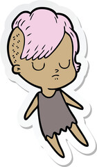 sticker of a cartoon woman