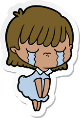 sticker of a cartoon woman crying