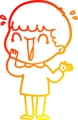 warm gradient line drawing laughing cartoon man