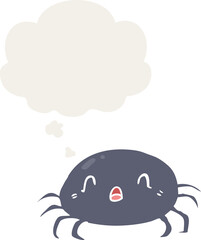 cartoon spider and thought bubble in retro style