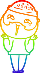 rainbow gradient line drawing cartoon happy bearded man