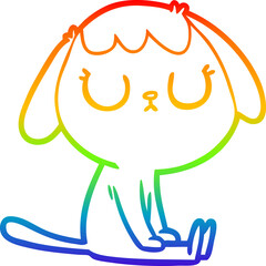 rainbow gradient line drawing cute cartoon dog