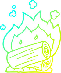 cold gradient line drawing cartoon campfire