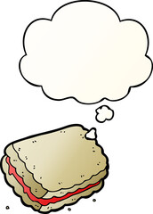 cartoon biscuit and thought bubble in smooth gradient style