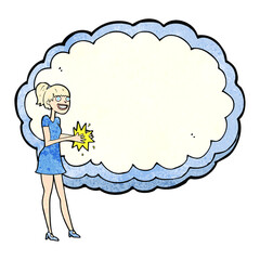 woman with text space cloud