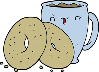 cartoon coffee and donuts