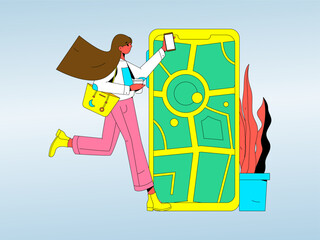 Vector internet operation hand-drawn illustration of people exercising and running healthy
