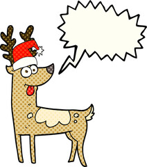 Fototapeta na wymiar comic book speech bubble cartoon crazy reindeer