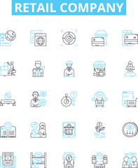 Retail company vector line icons set. Retailer, Store, Marketplace, Shopping, Merchandising, Marketplace, Outlet illustration outline concept symbols and signs