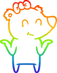 rainbow gradient line drawing female bear cartoon