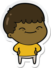 sticker of a cartoon happy boy