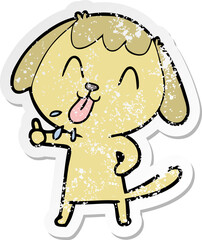 distressed sticker of a cute cartoon dog