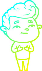 cold gradient line drawing happy cartoon man