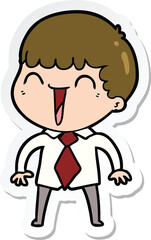 Fototapeta na wymiar sticker of a cartoon happy man