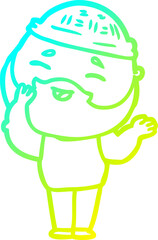 Obraz premium cold gradient line drawing cartoon happy bearded man