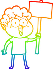 rainbow gradient line drawing cartoon happy man