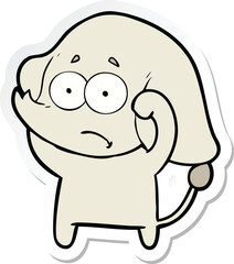 sticker of a cartoon unsure elephant