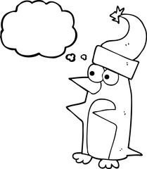 thought bubble cartoon christmas penguin