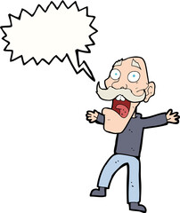 Fototapeta premium cartoon shocked old man with speech bubble